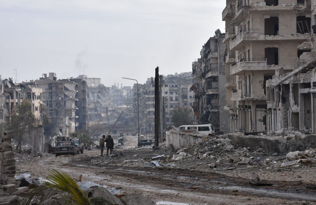 The former rebel-held Ansari district of Aleppo; Syrian government forces retook the city in December 2016.