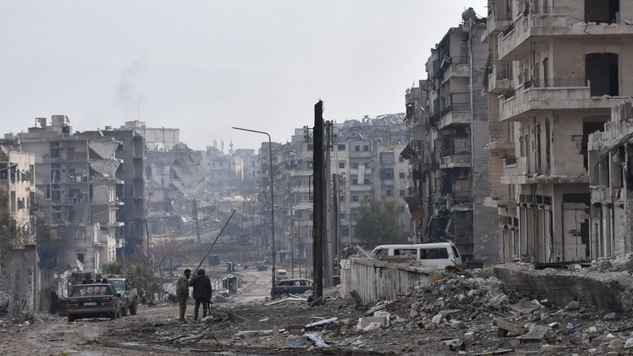The former rebel-held Ansari district of Aleppo; Syrian government forces retook the city in December 2016.