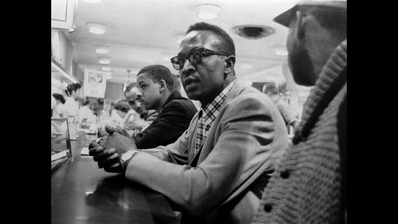 Students wait in vain at a Greensboro Woolsworth's in April 1960.