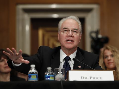 Price testifies at his confirmation hearing in January. Price <a href="http://www.cnn.com/2017/01/24/politics/tom-price-nomination-hearing-finance/" target="_blank">confronted accusations</a> of investing in companies related to his legislative work in Congress -- and in some cases, repealing financial benefits from those investments. Price firmly denied any wrongdoing and insisted that he has taken steps to avoid any conflicts of interests. 