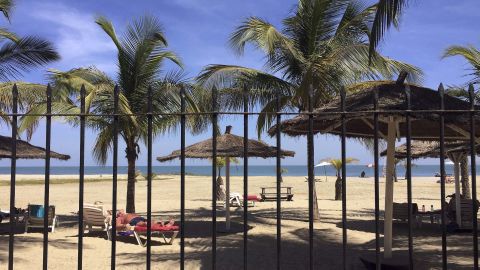 Tourists lie on the beach in Gambia's capital this week.