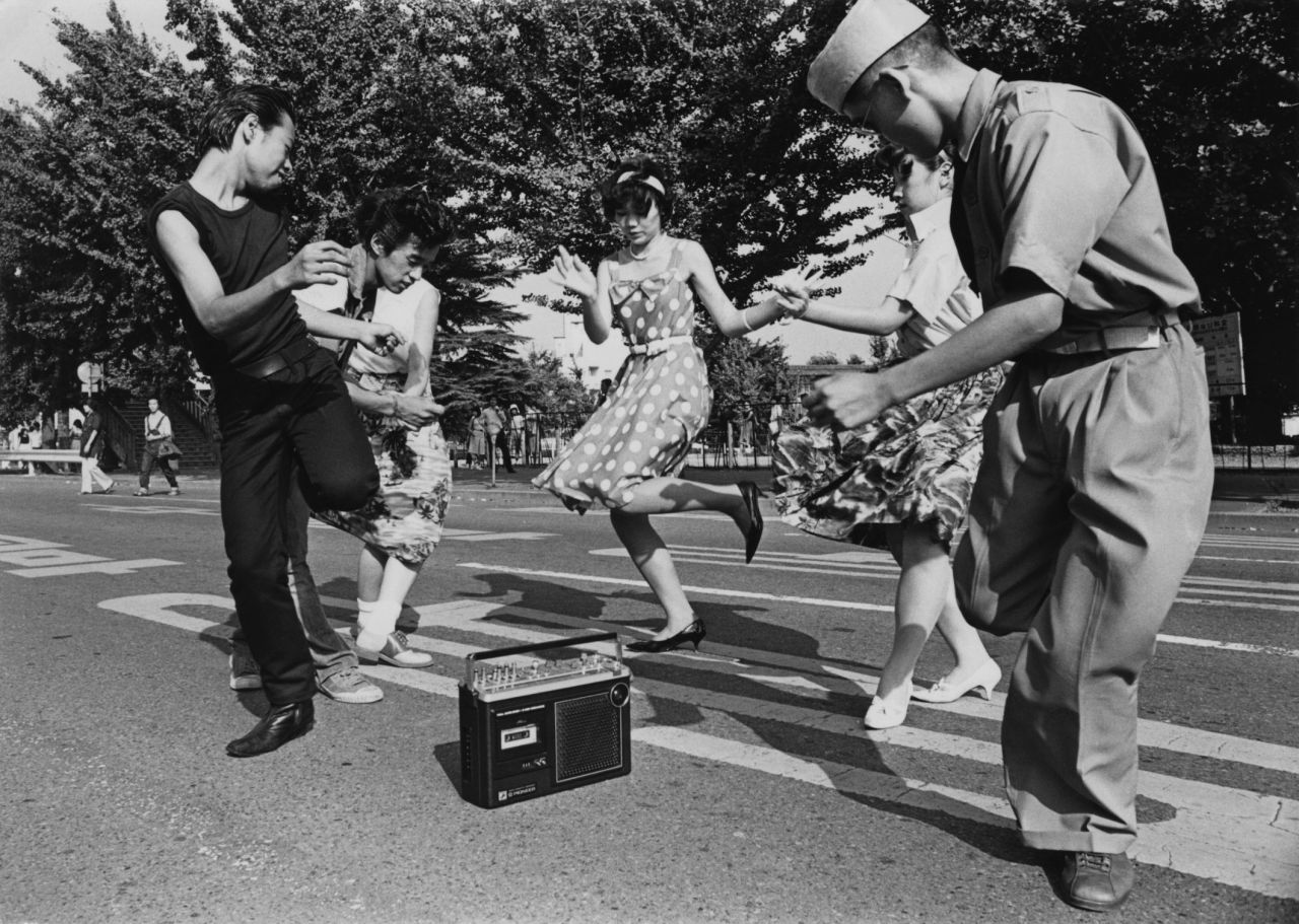 Teenagers dance around in the Harajuku district of Tokyo in 1978.