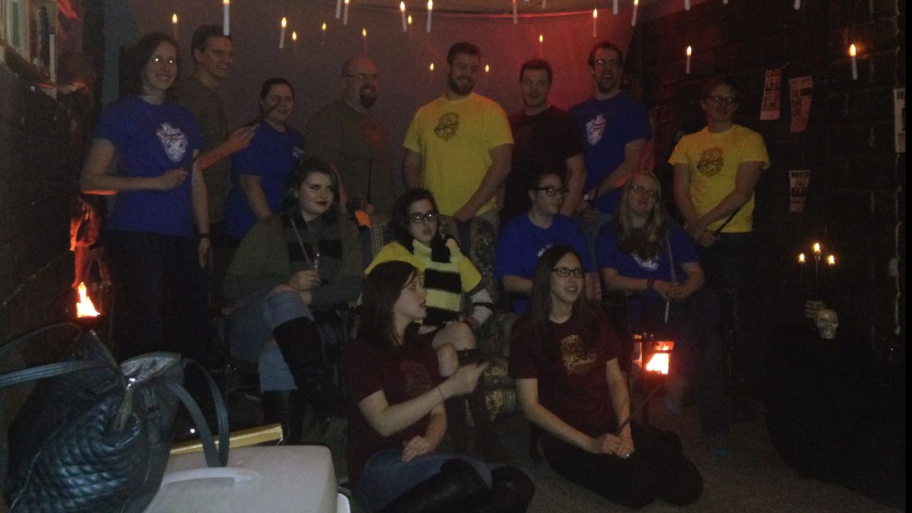 Rebecca with many of her cousins for a Hogwarts/Harry Potter day.