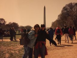 Jessica Sisto and Jennifer "Penny" Martinand hug during the 1992 march.