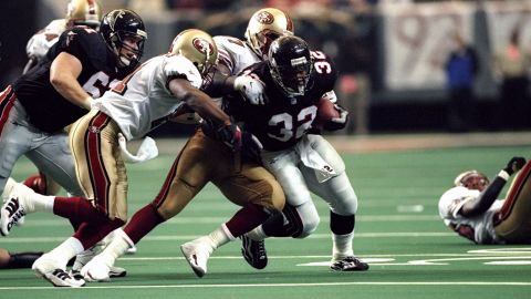 The Atlanta Falcons, led in part by running back Jamal Anderson, defeated the San Francisco 49ers 20-18 in the divisional round of the NFL playoffs in January 1999. The Falcons would go on the road to defeat the Minnesota Vikings and reach Super Bowl XXXIII.