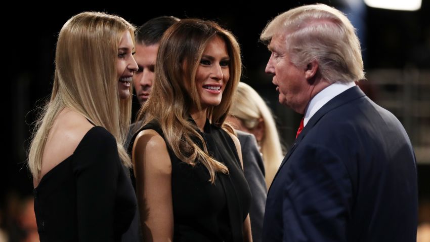 LAS VEGAS, NV - OCTOBER 19: Republican presidential nominee Donald Trump speaks with his wife Melania Trump and his daughter Ivanka Trump after the third U.S. presidential debate at the Thomas & Mack Center on October 19, 2016 in Las Vegas, Nevada. Tonight is the final debate ahead of Election Day on November 8.  (Photo by Joe Raedle/Getty Images)