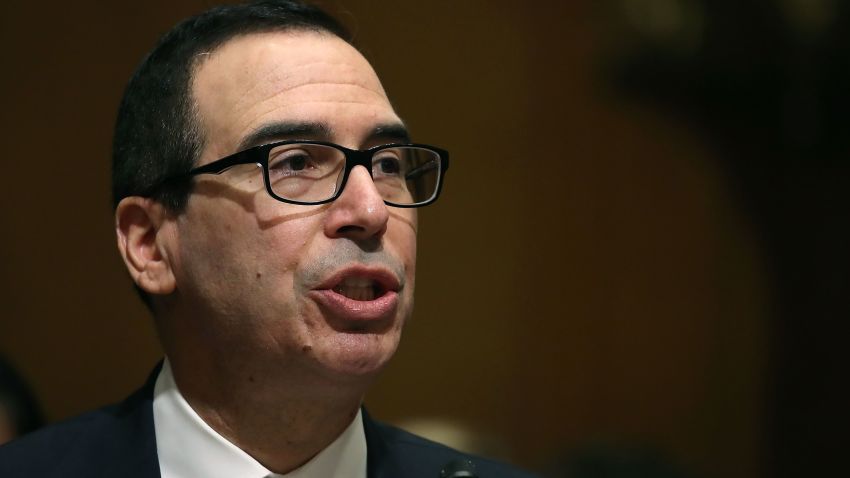 WASHINGTON, DC - JANUARY 19:  Treasury Secretary nominee, Steven Mnuchin, testifies during his Senate Finance committee confirmation hearing on Capitol Hill, on January 19, 2017 in Washington, DC. Mnuchin was nominated by President-elect Donald Trump to become the next Treasury Secretary.  (Photo by Mark Wilson/Getty Images)