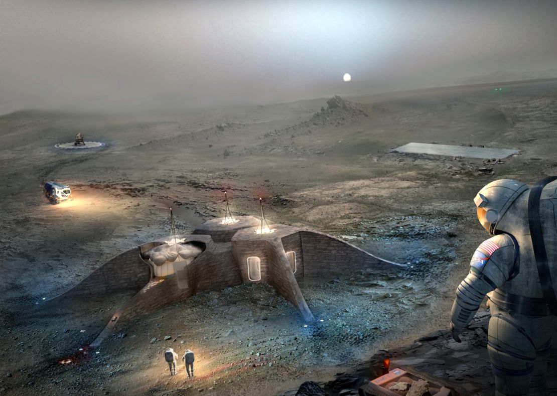 The design competition challenged participants to propose architectural concepts for 3-D printing on Mars. Team Gamma came in second place for there habitat design, pictured here.