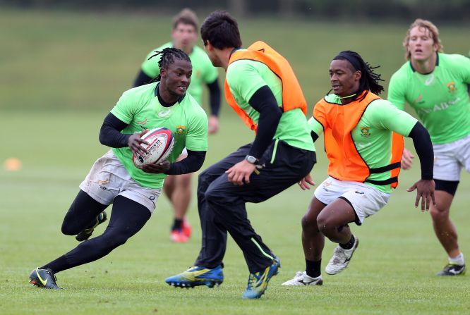 "What we do in sevens is slightly different in terms of the burst of efforts that we have. It is largely based around the game play." Here South Africa's Blitzboks take part in a training session.