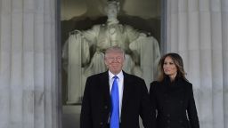 President-elect Donald Trump and his wife Melania arrive to attend an inauguration concert at the Lincoln Memorial in Washington, DC, on January 19, 2017.