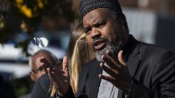 WASHINGTON, USA - NOVEMBER 18: Imam Mohamed Magid, from the ADAMS Center, speaks with other religious leaders from all faiths as they stand together against hate and bigotry in Washington, USA on November 18, 2016. (Photo by Samuel Corum/Anadolu Agency/Getty Images)
