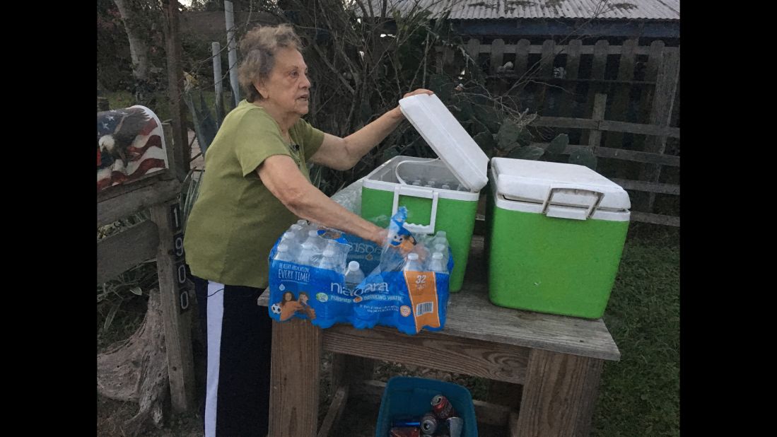 Pamela Taylor, 88, has lived in Brownsville, Texas, since 1947. Taylor says she has had people from "all over the world" arrive on her property, and she says she has even found them in her living room. Every night, she fills a cooler in front of her house with bottles of water for migrants who made the journey, Border Patrol officers, or anybody else who finds themselves near the front steps of her house. 