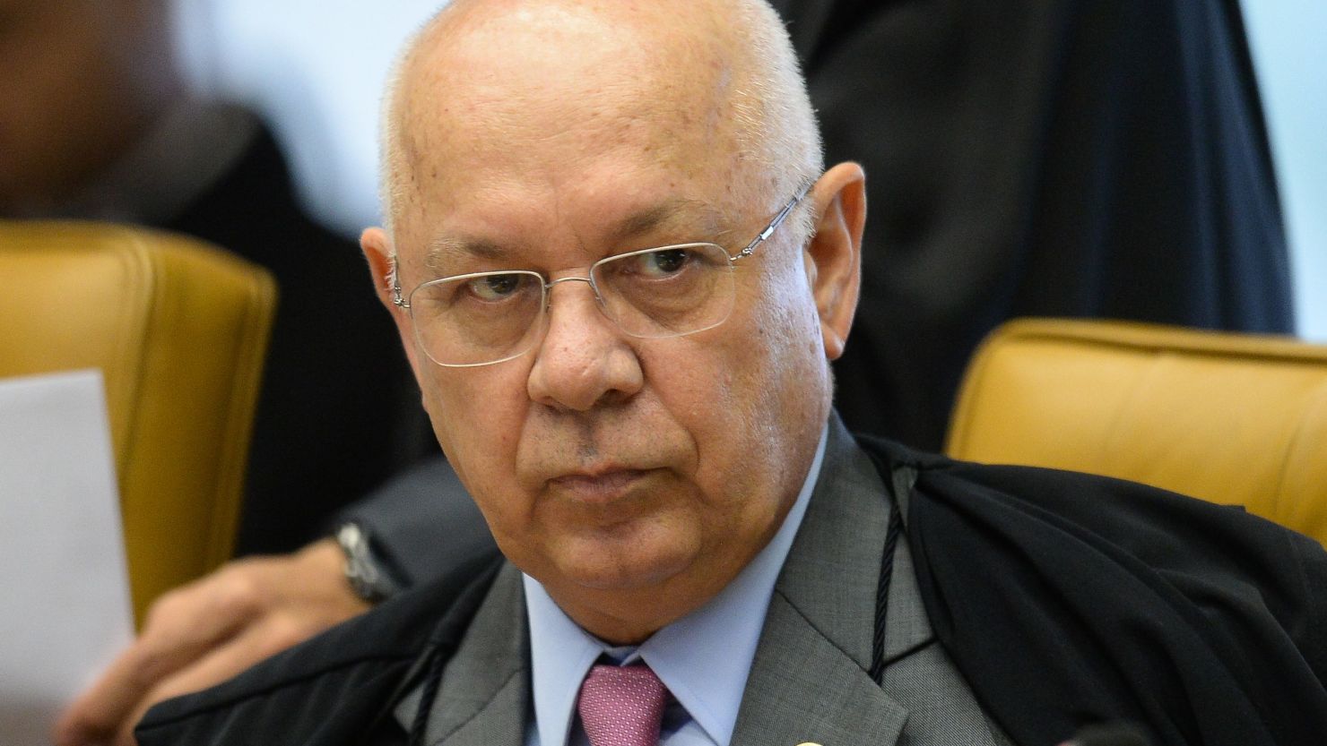 Brazilian Supreme Court Justice Teori Zavascki listens during a March 31, 2016, session of the court in Brasilia. Zavascki's body was recovered Thursday from the wreckage of a plane crash.