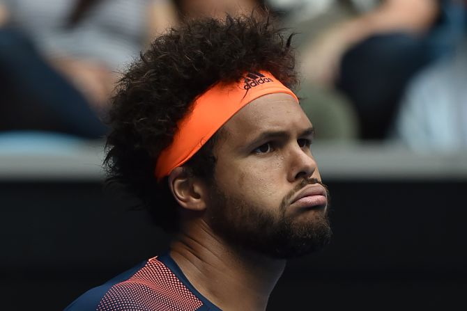 France's Jo-Wilfried Tsonga clearly didn't enjoy this point during his battle with Jack Sock of the United States, but he was happier after setting up a clash with Britain's Dan Evans thanks to a 7-6 7-5 6-7 6-3 victory.