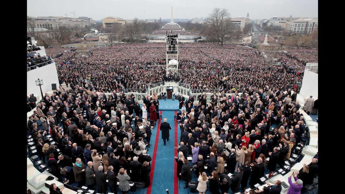 Trump arrives on the West Front of the Capitol to be sworn in.