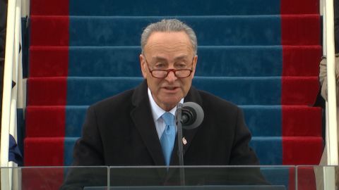 Sen. Chuck Schumer delivers remarks before Donald Trump is sworn in as president on Friday, January 20 in Washington, D.C.