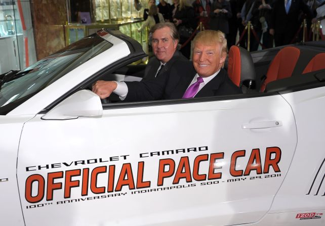 In 2011, Trump had been due to drive the pace car at the Indianapolis 500 race -- which was celebrating its 100th anniversary. He dropped out after being widely criticized for questioning President Obama's US citizenship and education record.