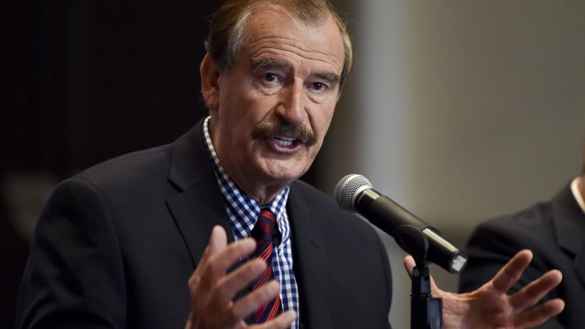 Former Mexican President Vicente Fox (2000-2006) gestures during a briefing with international press at a hotel in Mexico City on September 22, 2014. Fox announced the realization of the First Energetic Forum and Information Technologies from October 2nd to 4th promoted by the Fox Center.   AFP PHOTO/ Yuri CORTEZ        (Photo credit should read YURI CORTEZ/AFP/Getty Images)