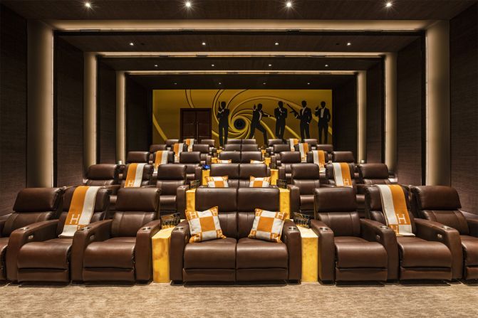 It features a 40-seat, James Bond-themed home cinema.