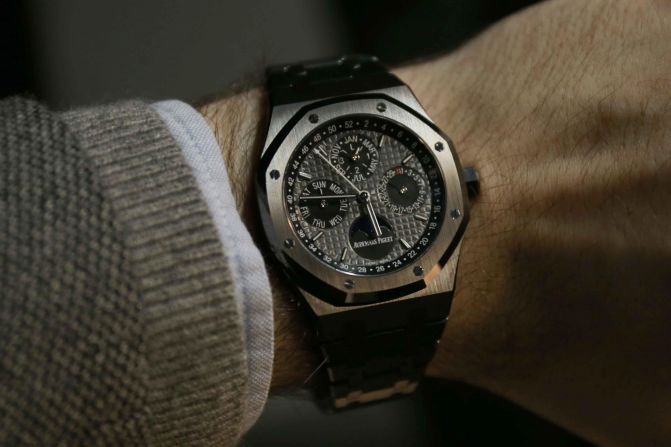 "The perpetual calendar Royal Oak was reintroduced in 2015, but this is its most interesting form yet. The entire case pure black ceramic, including the integrated bracelet. What this means is that you have traditional fine watchmaking like only <a  target="_blank" target="_blank">Audemars Piguet</a> can do, in a relatively thin case, but that case and bracelet happen to be made out of a space age, scratch-proof material." -- Benjamin Clymer