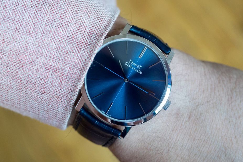 "The 38mm Altiplano with a bright blue dial might have been an expected play by Piaget for the 60th anniversary of the Altiplano collection, but it did not disappoint one bit. It's thin, elegant, and sexy, all while adding a new shade to the current line-up of ultra-thin dress watches." -- Louis Westphalen