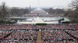 WASHINGTON, DC - JANUARY 20:  Spectators fill the National Mall in front of the U.S. Capitol on January 20, 2017 in Washington, DC. In today's inauguration ceremony Donald J. Trump becomes the 45th president of the United States.  (Photo by Alex Wong/Getty Images)