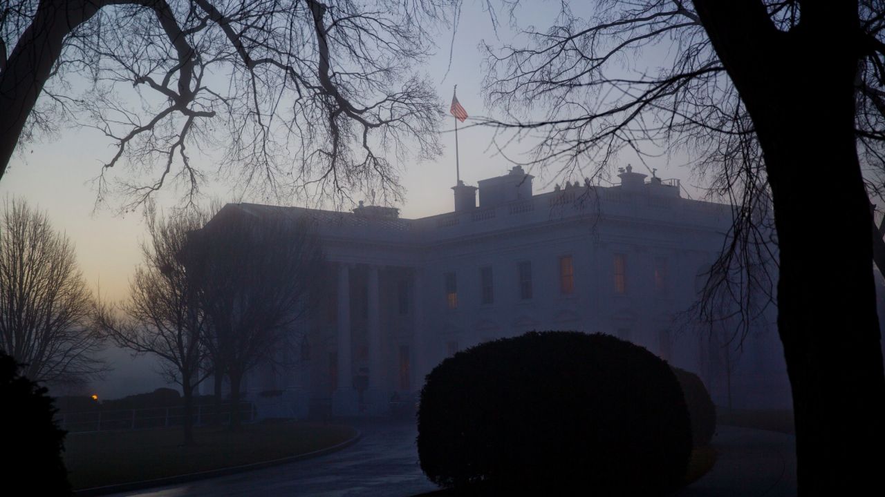 The White House is seen through morning fog on Wednesday, January 18.