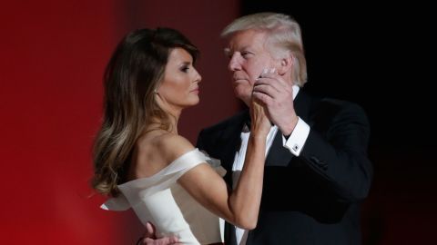 WASHINGTON, DC - JANUARY 20: President Donald Trump dances with wife Melania Trump at the Liberty Inaugural Ball on January 20, 2017 in Washington, DC. The Liberty Ball is the first of three inaugural balls that President Donald Trump will be attending. (Photo by Rob Carr/Getty Images)
