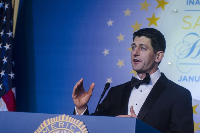 Speaker of the House Paul Ryan speaks during the Veterans Inaugural Ball.