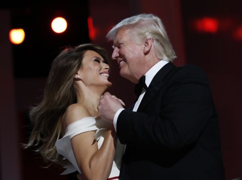 President Donald Trump dances with First Lady Melania Trump at the Liberty Ball, on Friday, January 20, in Washington. 