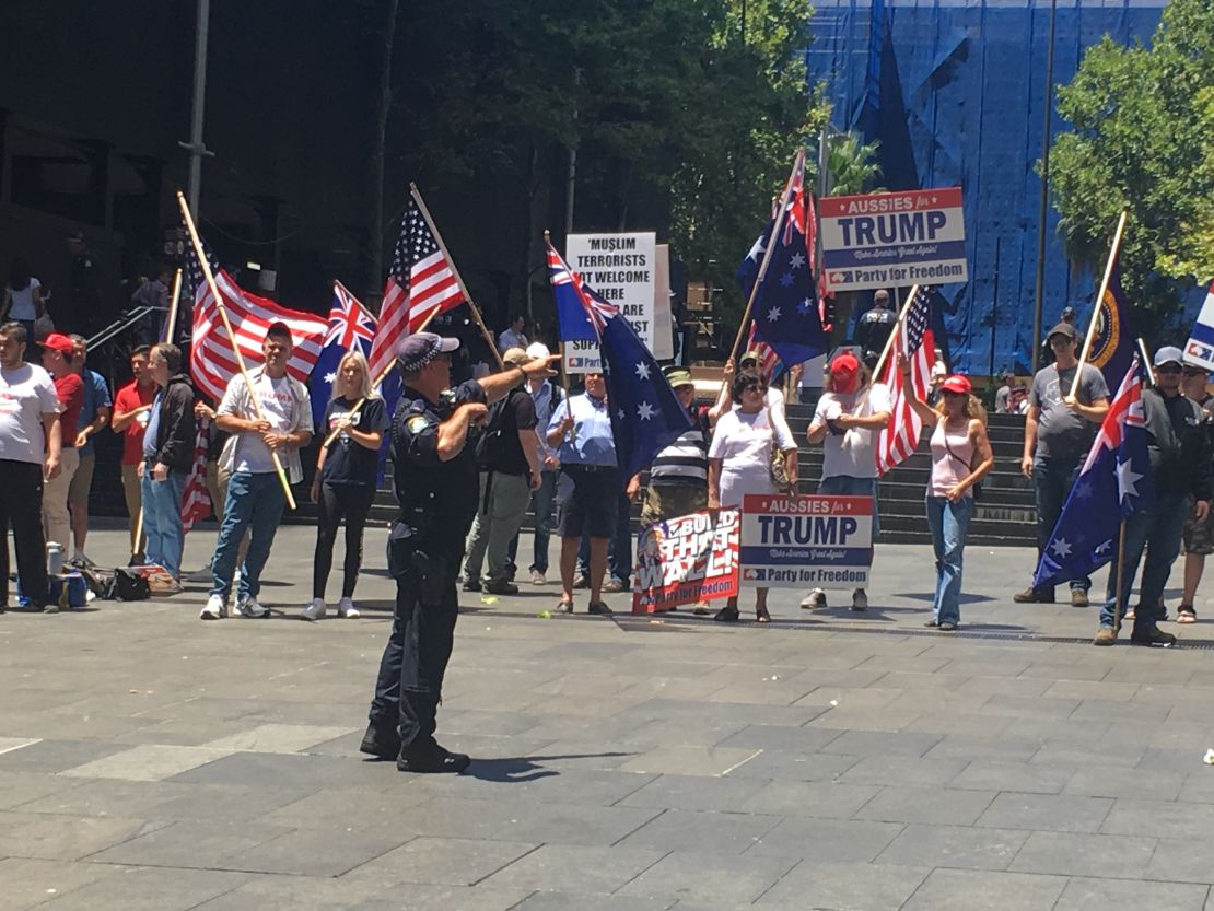 A small group holds a pro-Trump rally Saturday in Australia's largest city.