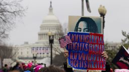 Women rally at Capitol Hill as they make their voices heard on the first full day of Donald Trump's presidency, Saturday, Jan. 21, 2017 in Washington. Organizers of the Women's March on Washington expect more than 200,000 people to attend the gathering. Other protests are expected in other U.S. cities. ( AP Photo/Jose Luis Magana)