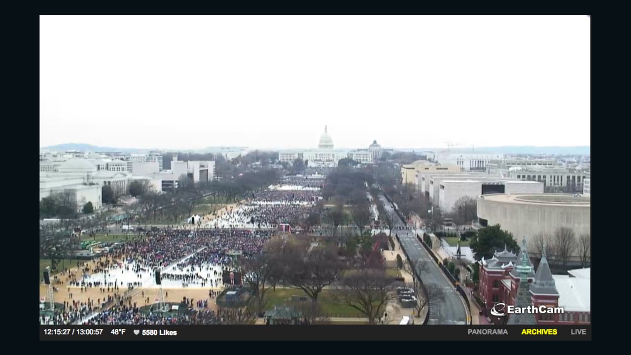 A screengrab of EarthCam's live feed of the National Mall during Trump's inauguration ceremony.