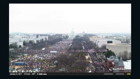 A screengrab of the EarthCam feed from the National Mall before the Women's March