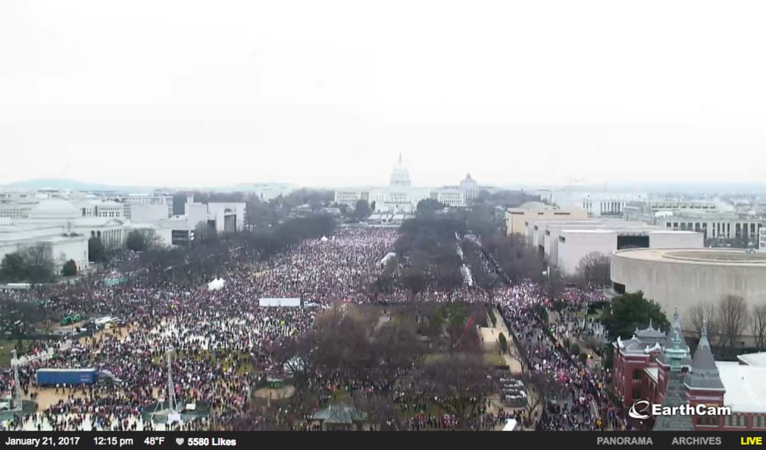 A screengrab of the EarthCam feed from the National Mall before the Women's March