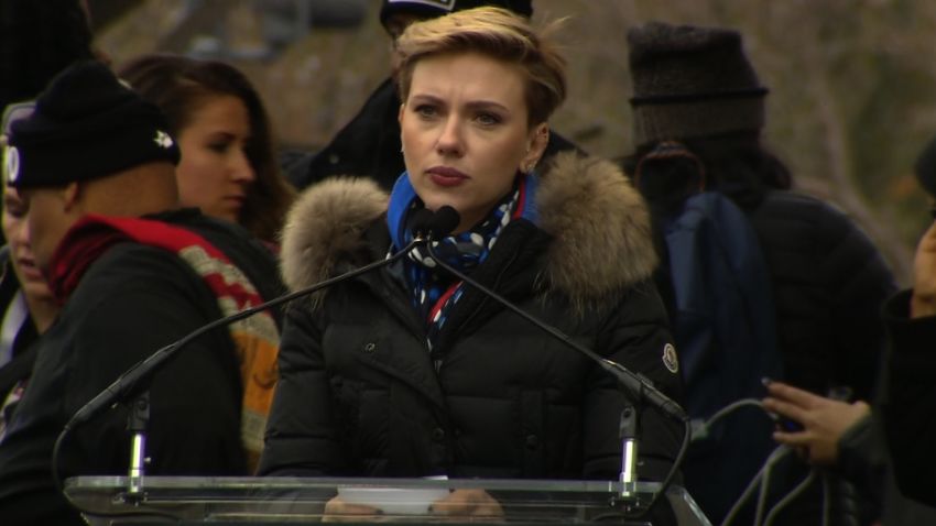 Scarlett Johansson speaks at the Women's March on Washington 