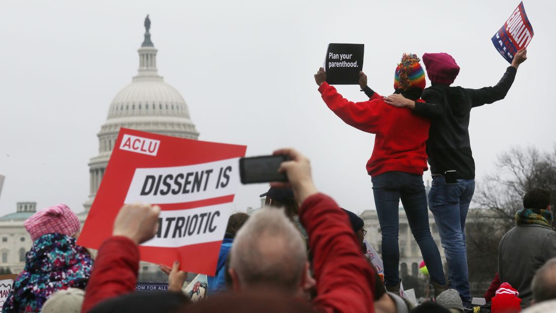 Protesters gather near the US Capitol.  