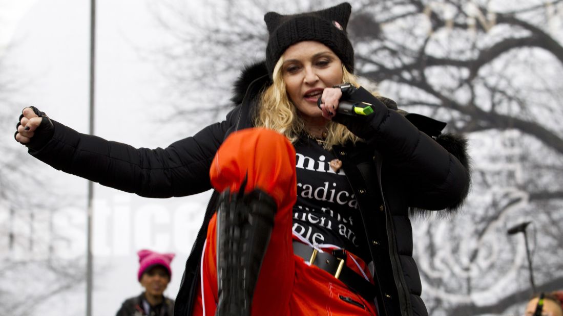 Madonna performs during the Women's March on Washington, Saturday, January 21, 2017 in Washington. 