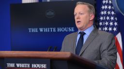 White House Press Secretary Sean Spicer delivers a statement in the Brady Briefing Room of the White House on January 21, 2017.