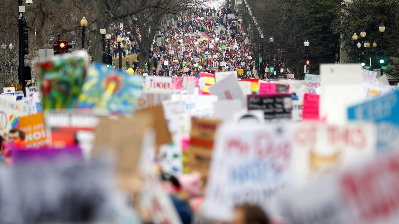 Protesters stream onto Independence Avenue at the <a href="http://www.cnn.com/2017/01/21/us/gallery/womens-march-on-washington/index.html" target="_blank">Women's March on Washington</a> during the first full day of Donald Trump's presidency, Saturday, January 21,  in Washington DC. 