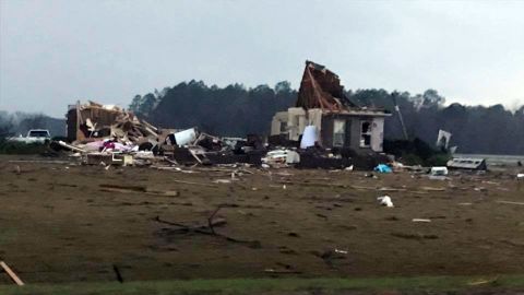 Severe storms left damage in southern Georgia along I-75 between the towns of Adel and Hahira.