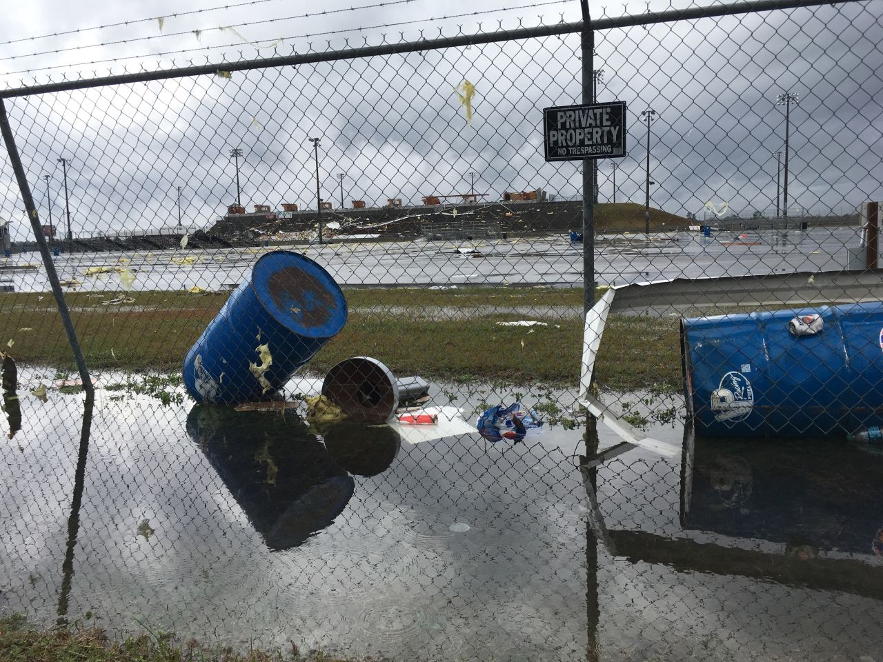 Storm damage remains at South Georgia Motorsports Park in Cecil, Georgia, on January 22.