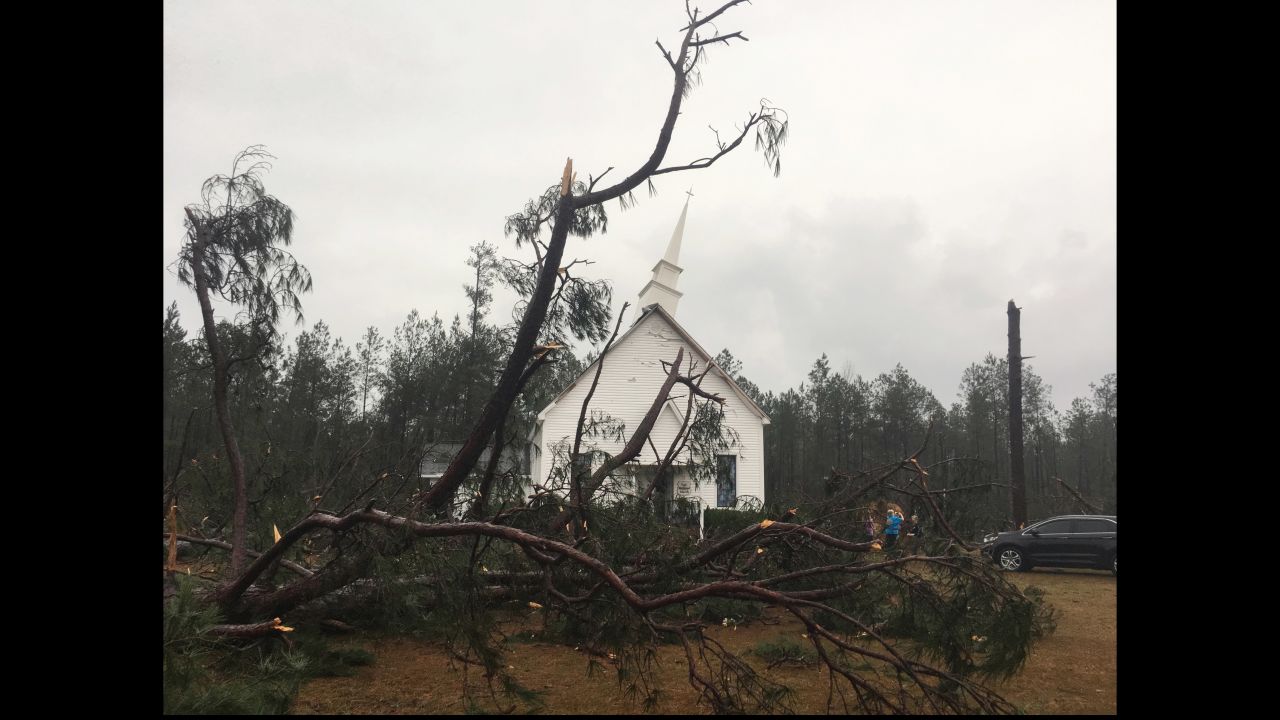 Trees fell and damaged the steeple of Zoar United Methodist Church near Baxley on January 22.