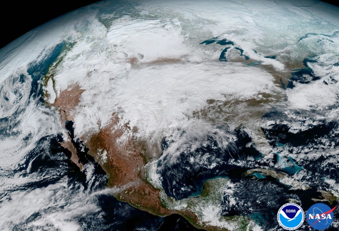 On January 15, GOES-16 captured this image of a significant storm system that caused a large swath of ice across the central United States. 