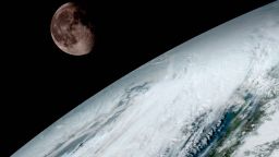 GOES-R captured this spectacular image of the moon just peeking over earth's horizon on January 15, 2017.