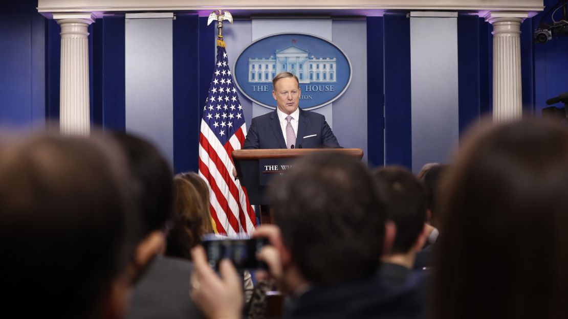 White House press secretary Sean Spicer at his first formal press briefing