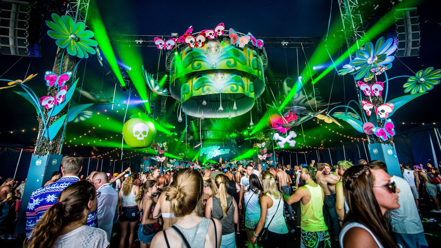 People attend a concert on the last day of the 10th edition of the Belgian Tomorrowland electro music festival on July 27, 2014.