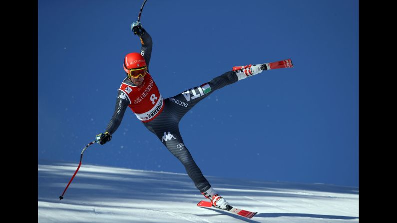 Italian skier Christof Innerhofer competes in a World Cup race in Kitzbuhel, Austria, on Friday, January 20.