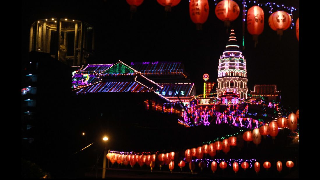 The Kek Lok Si Temple in Penang, Malaysia, displays more than 10,000 lights on Monday, January 23.