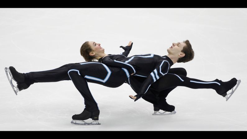 Ice dancers Elicia and Stephen Reynolds perform at the U.S. Figure Skating Championships on Saturday, January 21.